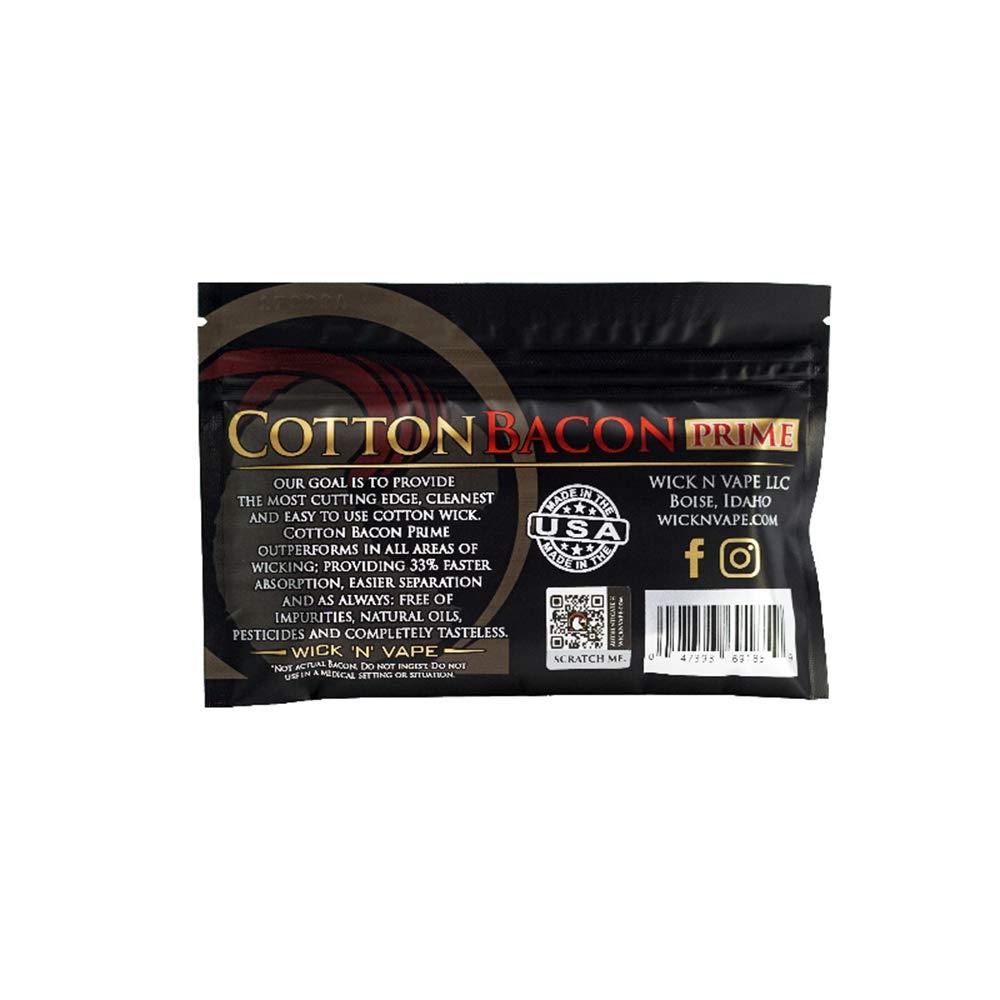 Cotton Bacon Prime Von Wick 'n' Vape – 3er Pack, Hochwertiger Vape-Watte Für Dampfer