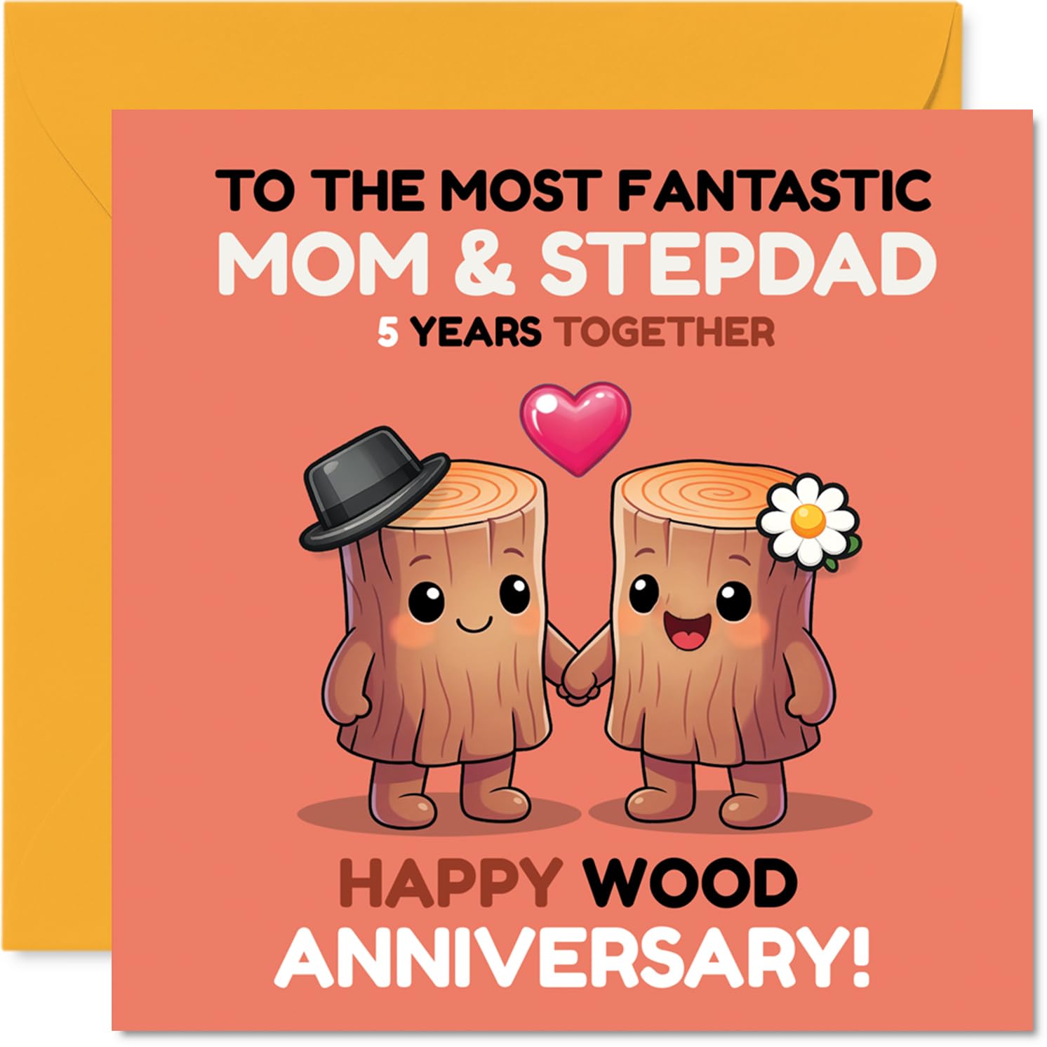 Playful 5th Anniversary Card for Stepdad & Mum