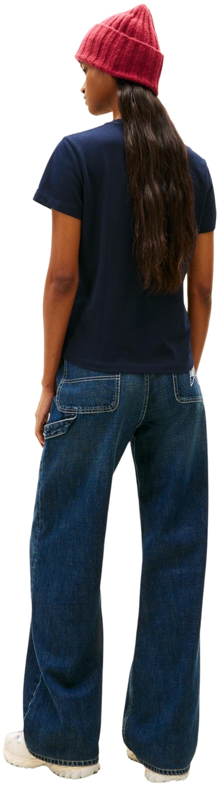 Tommy Jeans Camiseta de Manga Corta Mujer Essential con Cuello Redondo, Azul (Dark Night Navy), M