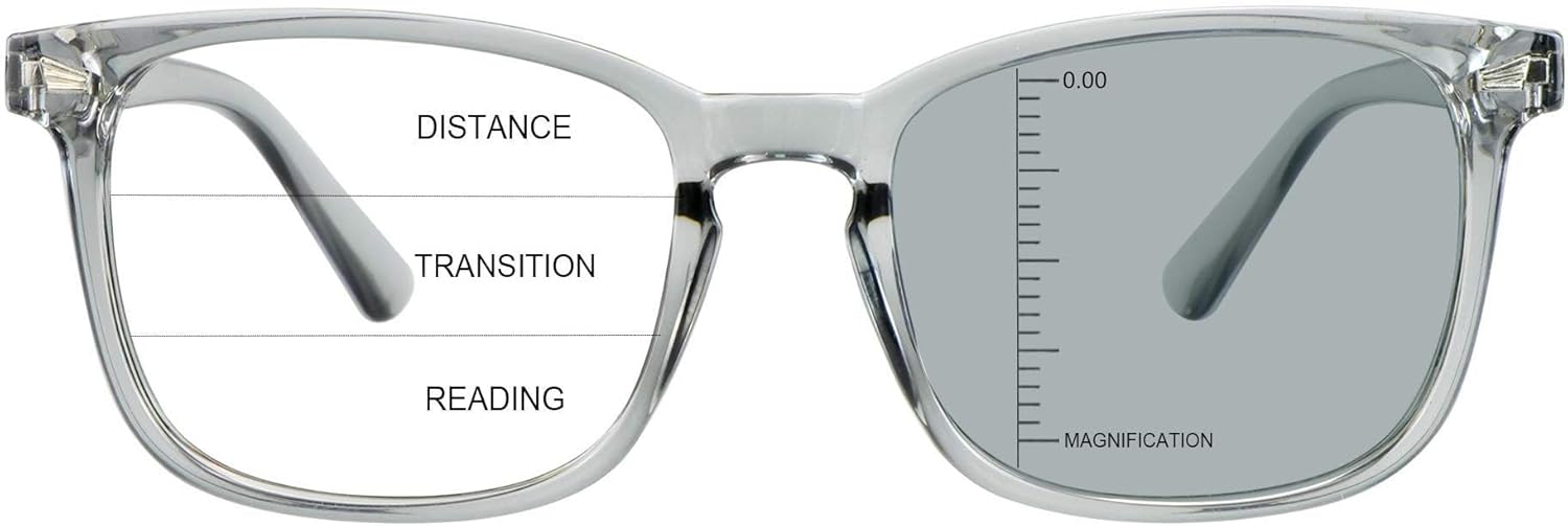 Vintage Square Progressive Multifocal Presbyopic Glasses, Photochromic Gray Sunglasses for Men Women Readers (Floral,+0.00/+1.25 Magnification)