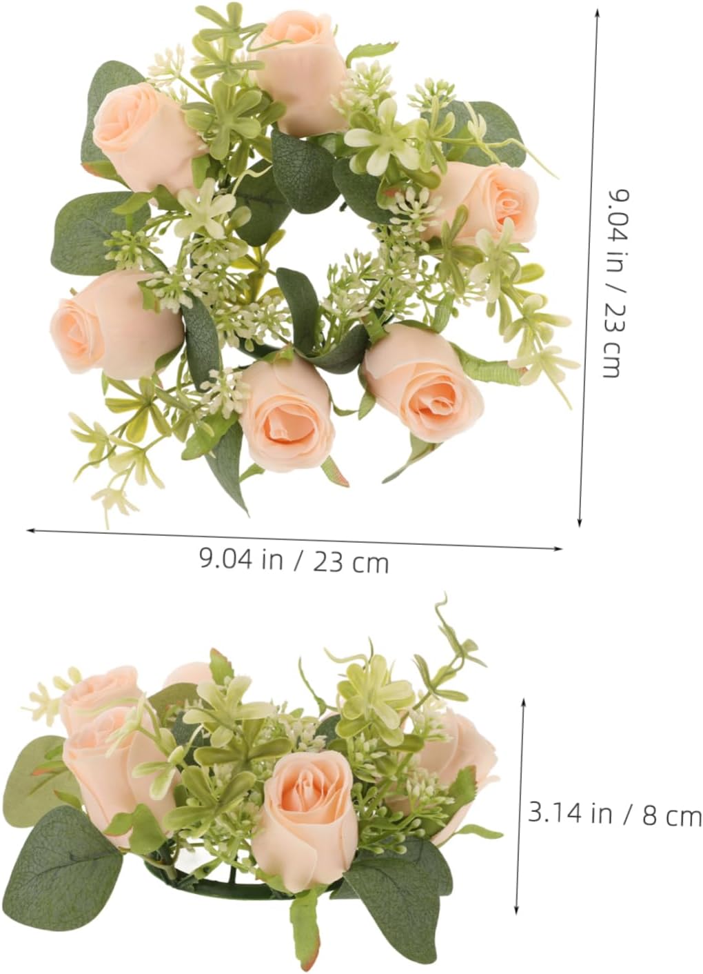 Unomor Artificial Candle Wreath for Wedding Centerpieces Color Floral Decor for Home and Parties Realistic Faux Flower and Leaf Arrangement