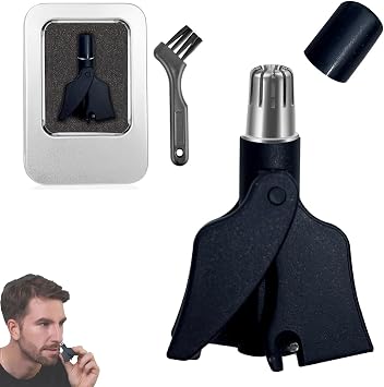 Stainless Steel Hair Trimmer for Men and Women | Manual Nose and Ear Hair Trimmer | Nose Clippers, 360 Rotating Hair Trimmers | Washable Nose Hair Remover | Gray
