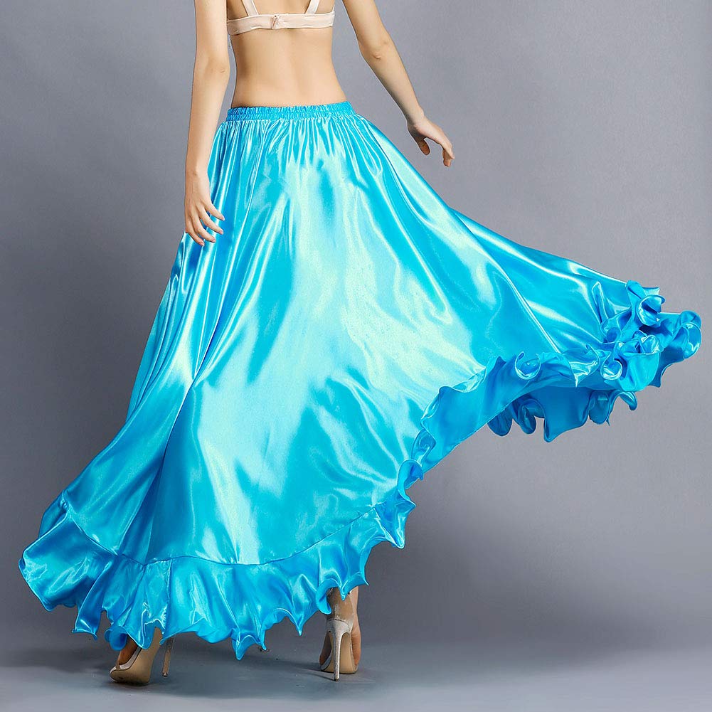 ROYAL SMEELA Gonna a Danza del Ventre per Donne Costume di Danza del Ventre Flamenco Ruffles Big Swing Gonne Mascherata Vita Elastica Alta Fessura Maxi Gonna Ampia Abito