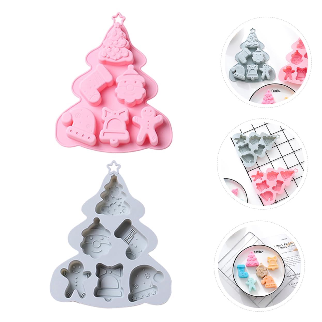 ABOOFAN 6pièces Moule à Gâteau Moule Arbre De Noël Avec Cavités Pour Gâteaux Desserts Et Décorations De Noël