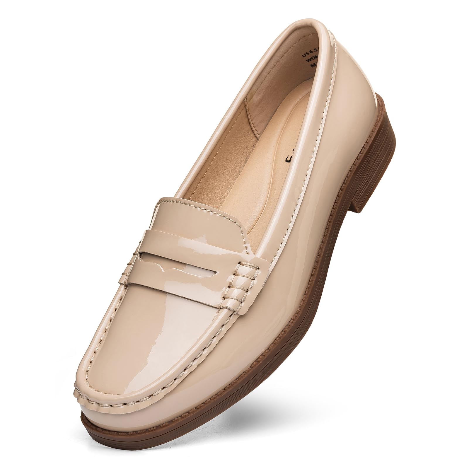 Women's Comfortable Leather Penny Loafers Slip On Business Casual Dress Shoes Lightweight Office Work Flats Everyday Walking Shoes for Women — view 15