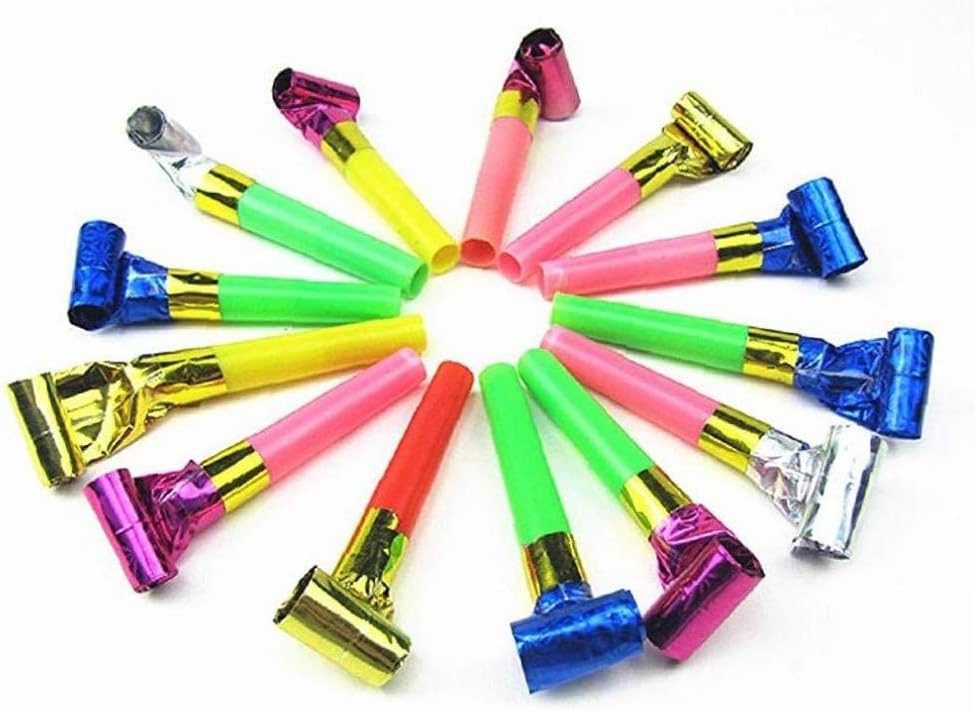 Zonster 20 Pcs Children Party Christmas Party New Years Colourful Noisemakers Toy Childrens Funny Blowouts Whistle : Toys & Games