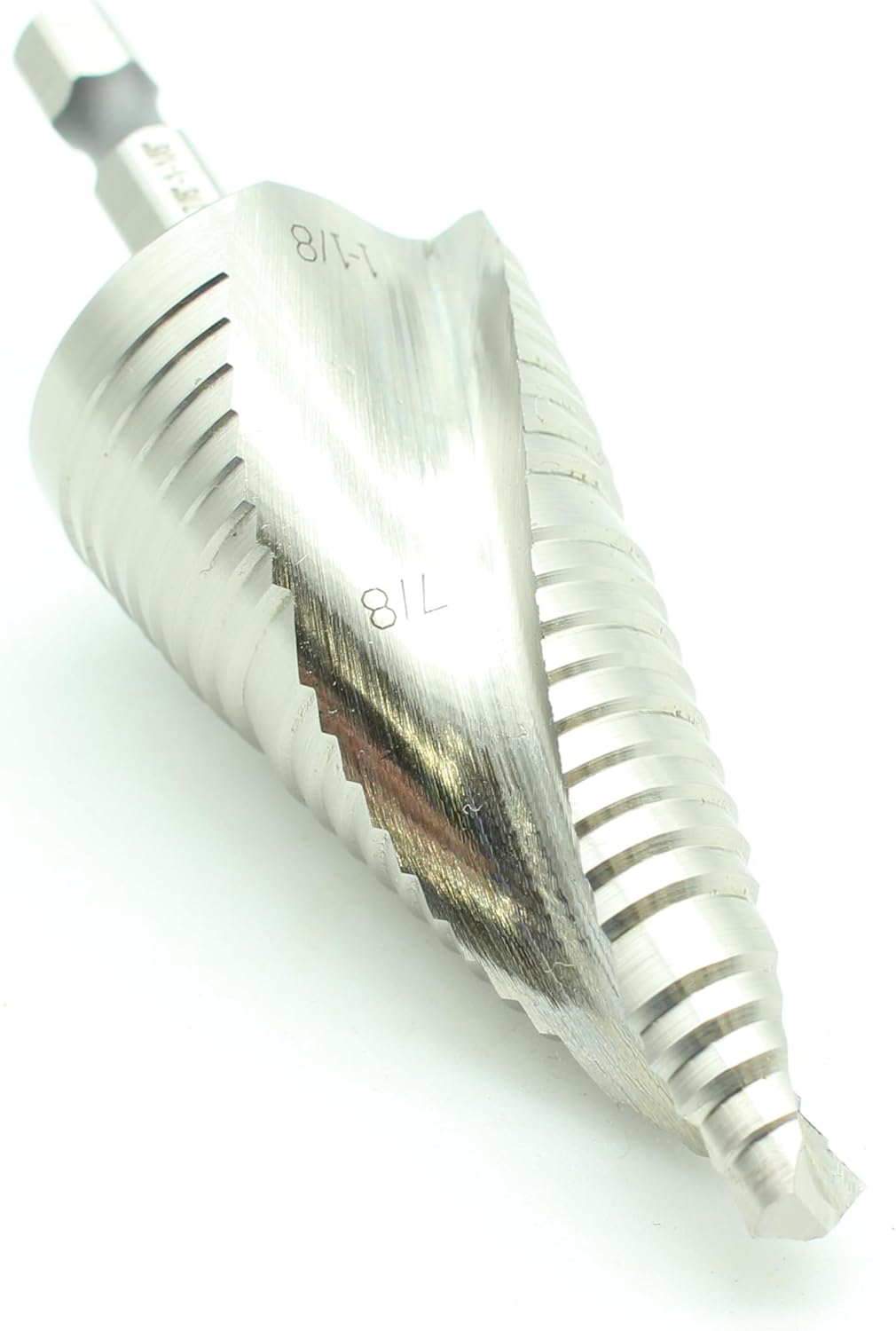 TEMO M35 Cobalt Step Drill Spiral Flute Unibit, Two Size: 7/8 Inch and 1-1/8 Inch, 1/4 Inch Hex Shank