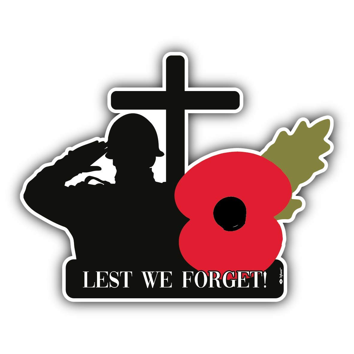 Poppy Cross Soldiers Showing Respect and Gratitude Remembrance Sunday Lest We Forget Remembrance Day Sticker, Mug, Poppy Flower Decal, Car, Window, Fridge, Laptop Sticker (Large)
