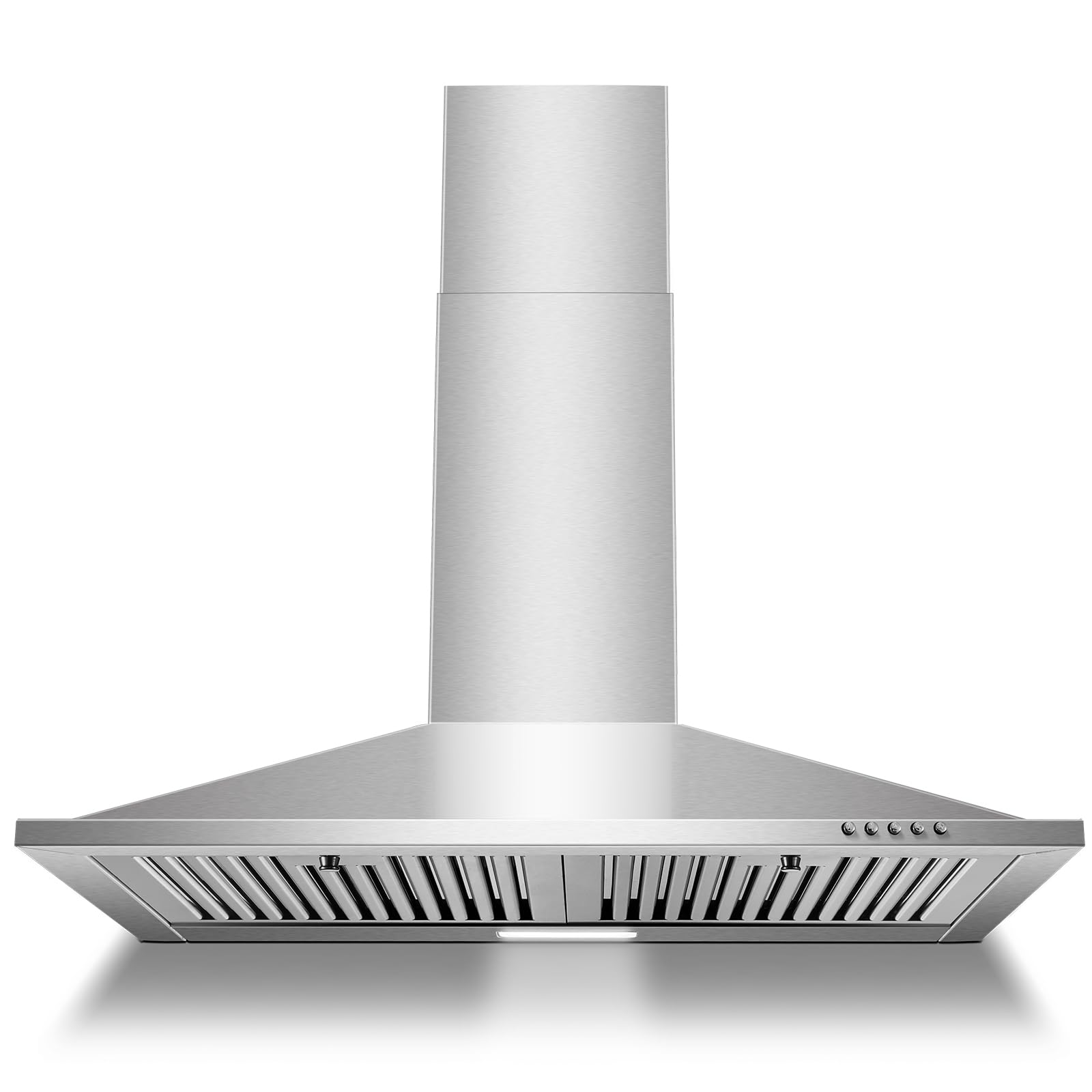 Campana extractora de 76,2 cm, Montaje en pared, Acero inoxidable, 3 velocidades, 450 CFM, LED, Plateado