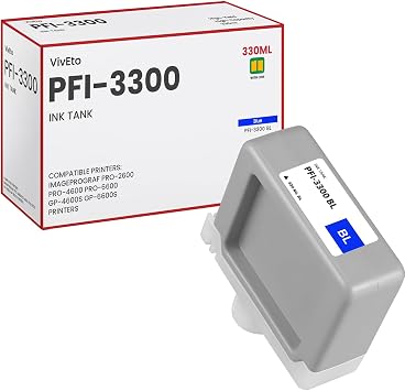 PFI-3300 Blue Pigment Ink Tank 330ml 6439C001AA PFI-3300B Ink Cartridge | Repalcement for Canon imagePROGRAF PRO-2600 PRO-4600 PRO-6600 GP-4600S GP-6600S Printers, 1 Pack PFI-3300B Ink Cartridge