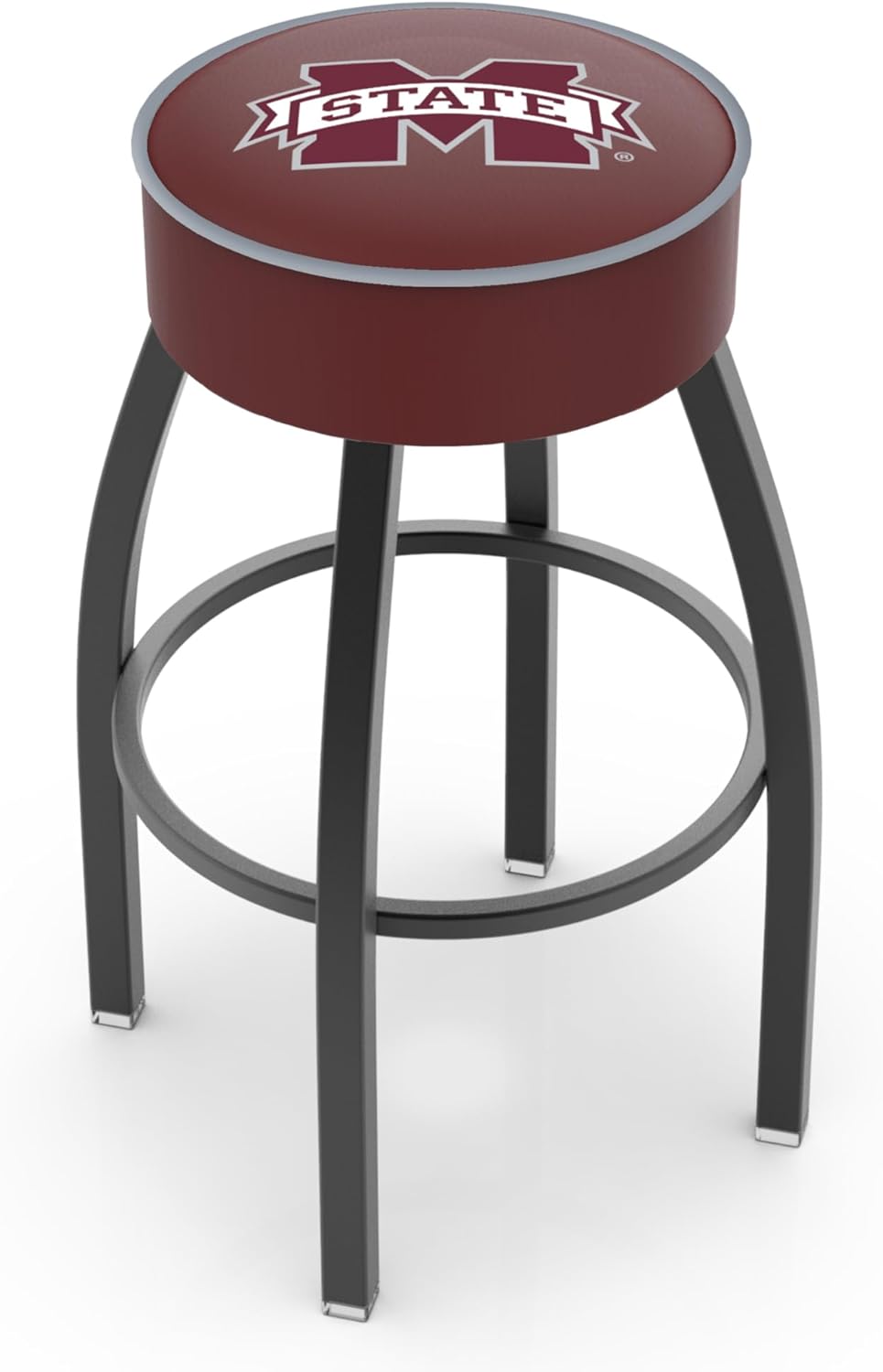 L8B1-4 Gonzaga Cushion Seat with Black Wrinkle Base Swivel Bar Stool by The Holland Bar Stool Company