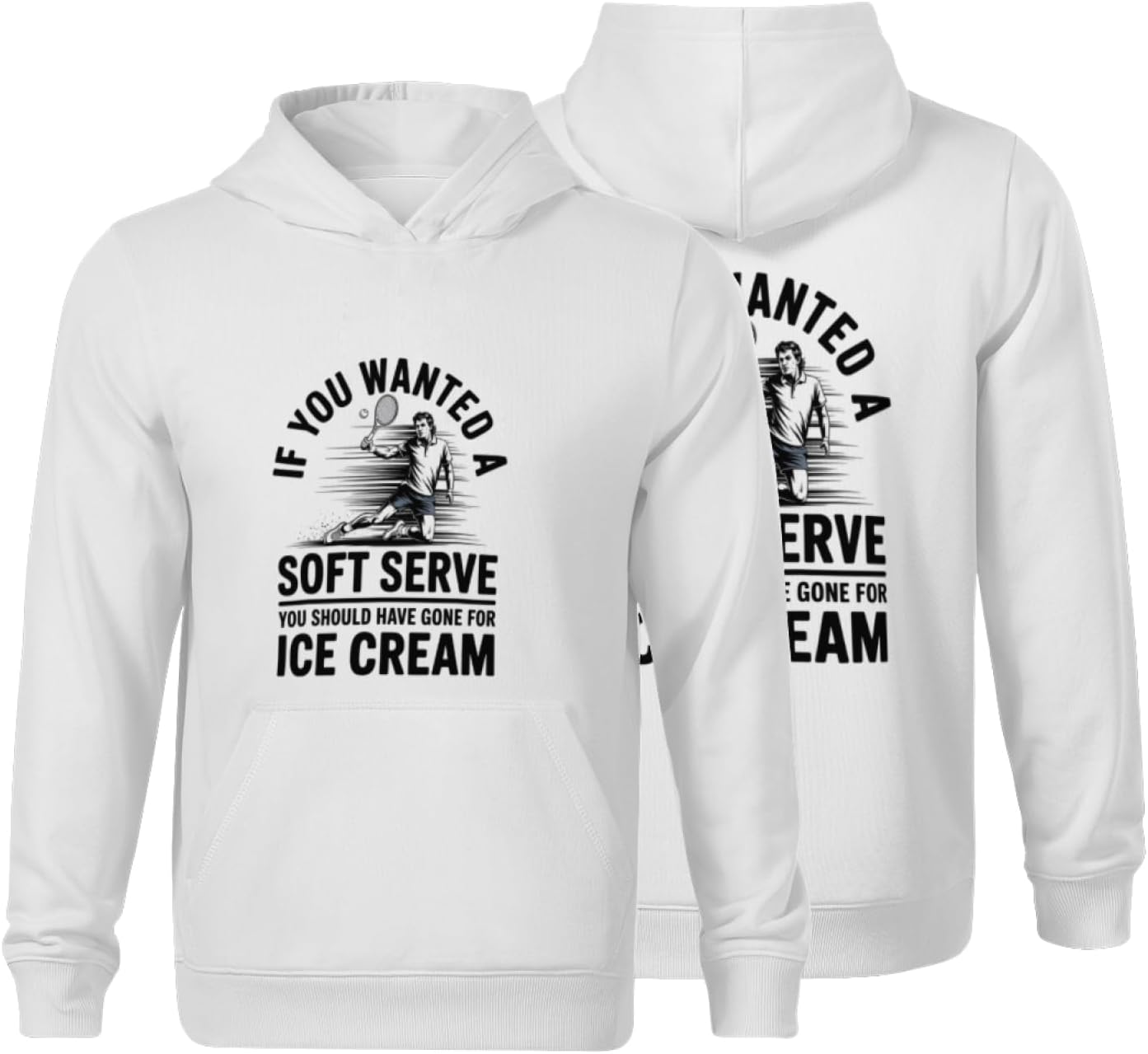 Kids Funny Tennis If You Wanted A Soft Serve Boys Girls Lightweight Kangaroo Pocket Hoodies