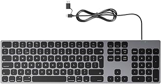 All-Aluminum Wired Keyboard for Apple Mac OS - Easy Plug-N-Play Cable Connection, Chic-and-Sleek USB Keyboard with Numeric Keypad for iMac, Mac Mini or MacBook - Grey