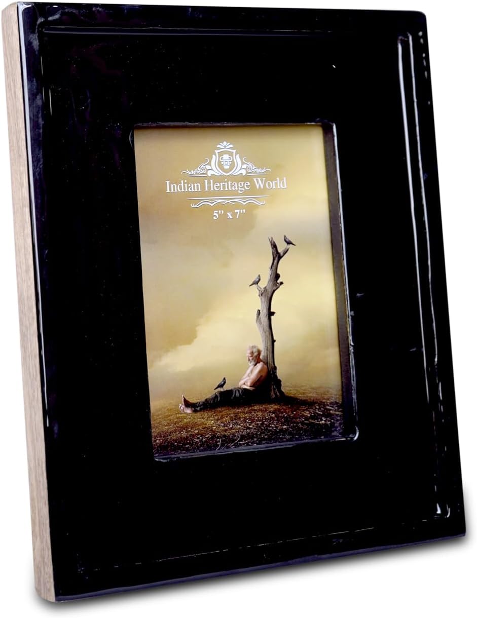 5x7 Picture Frames In Outer Frame Made of Mango Wood Handcarved Vertical and Horizontal Photo Frame for Table Top Display and Wall Mounting Ideal Home Decoration (Style-38)
