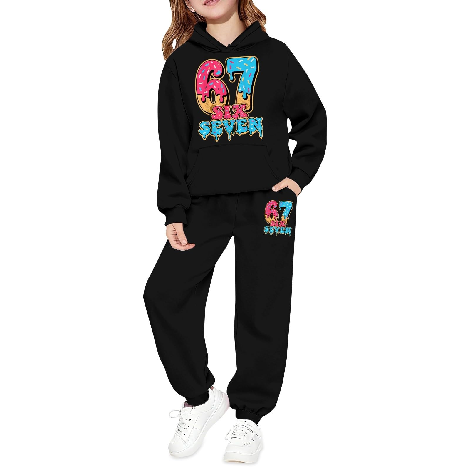 Six Seven - Traje deportivo para niños, unisex, 2 piezas, para el tiempo libre, con capucha y pantalones de chándal