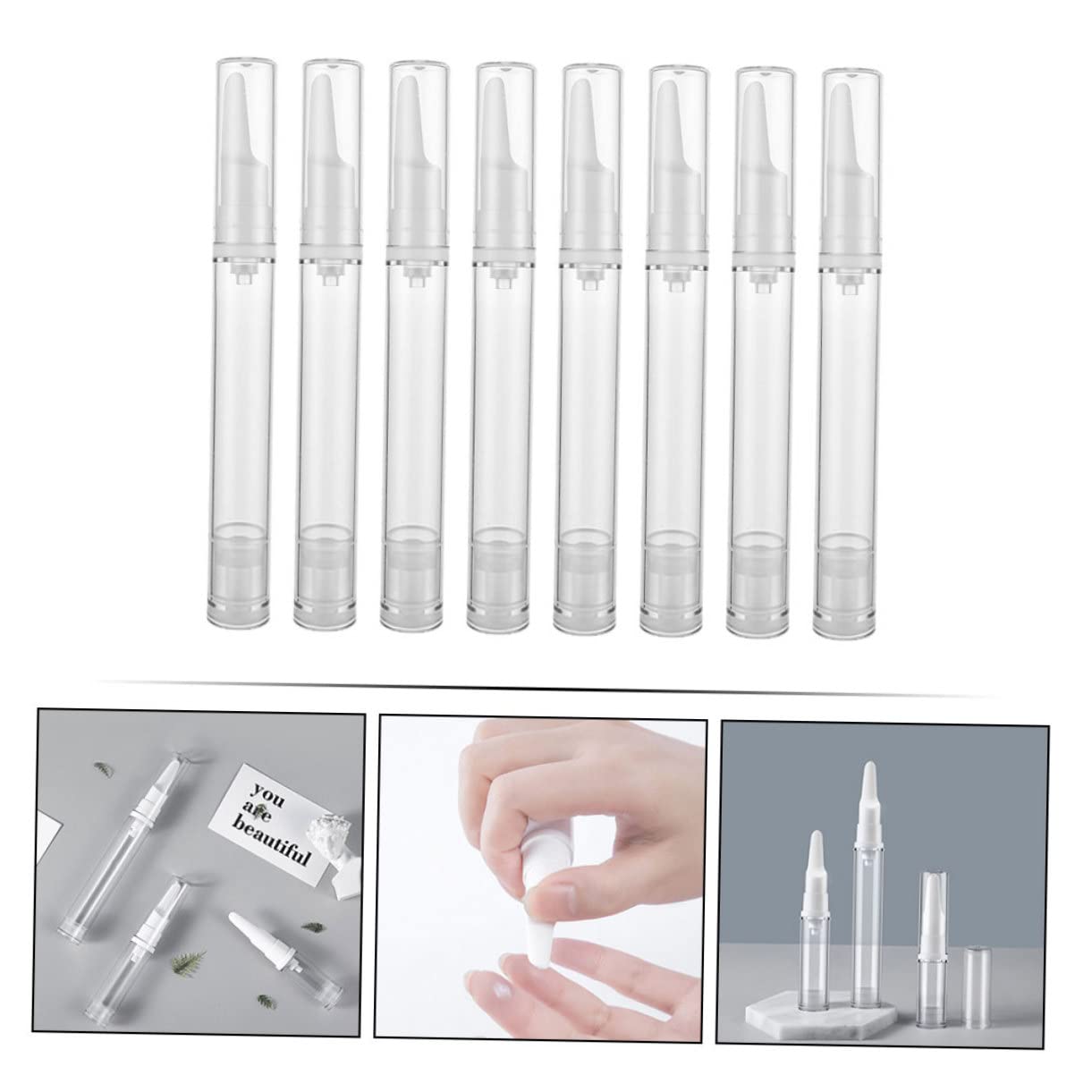 Angoily Lotion Vacuum Bottle Set Airless Pump Jar Pump for Travel 8pcs Sample Eye Cream Bottles