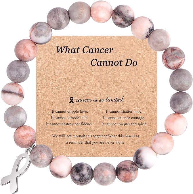 El Regalo Breast Cancer Awareness Bracelets for Cancer Surviors - What Cancer Cannot Do Natural Stone Inspirational Bracelets Gifts for Women Girls Best Friend Sister (B0CWR72M1R) Amazon Price History, Amazon Price Tracker