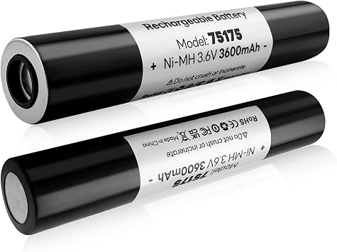 2pack 75175 Battery 3.6V 3600mAh Ni-MH Compatible with Streamlight Stinger 75175 75375 75300 75500 75810 76000 76300, PolyStinger, Pelican M9, FL126 Flashlight