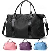 EASYFUN Travel Duffle Bag for Men Women - Small Weekender Gym Hospital Overnight Bag with Trolley Sleeve, Airplane Carry-On Black