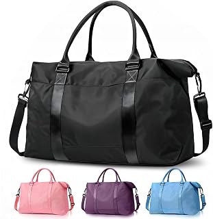 EASYFUN Travel Duffle Bag for Men Women - Small Weekender Gym Hospital Overnight Bag with Trolley Sleeve, Airplane Carry-On Black