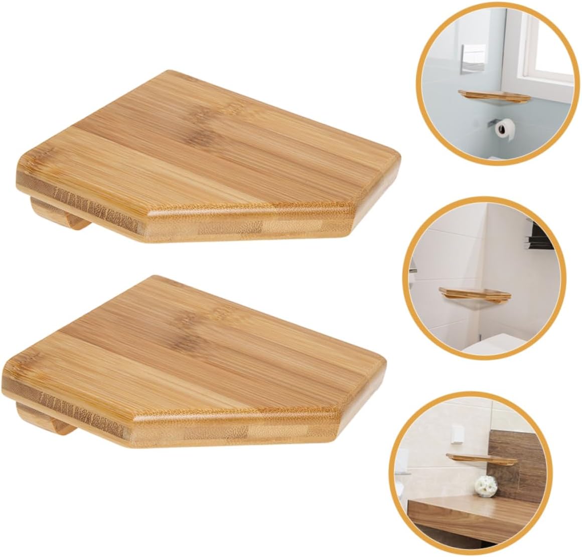 Alipis 2pcs Corner Floating Shelves Wall-Mounted Storage Rack Bathroom Kitchen Organizer Space-Saving No Drill Easy Setup Stylish Decor