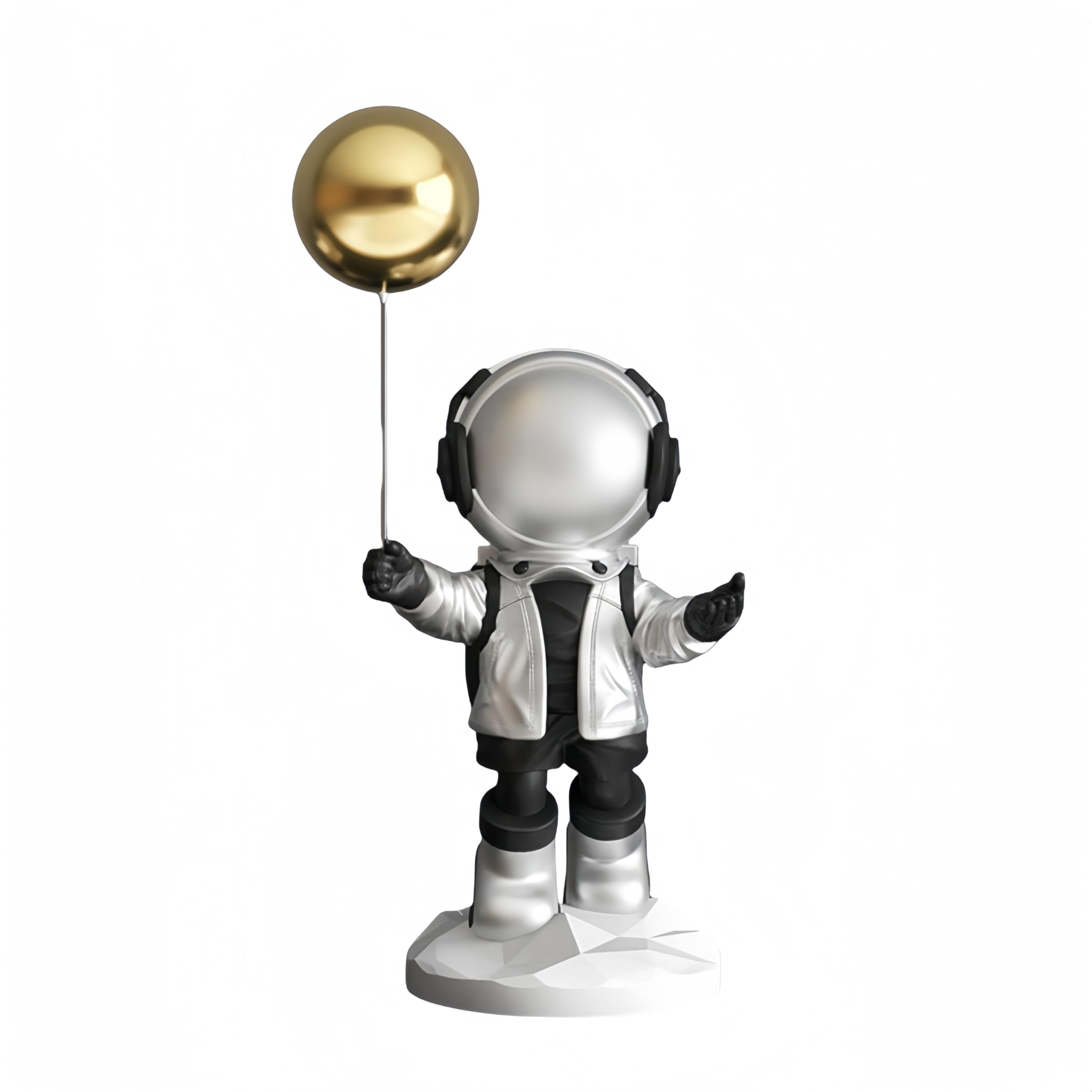 Statua astronauty dekoracje imprezowe duża figurka kosmonauta, centra handlowe, salon, biuro, biurko, półka na książki, dekoracja domu (srebrna, mała)