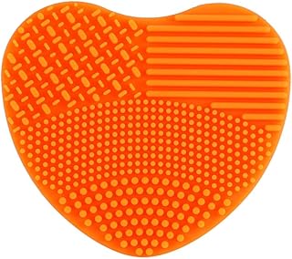 Cosmetic Brush Cleaner, Silicone Makeup Brush Cleaning Mat, Cleaning Make up Brush for(Orange)