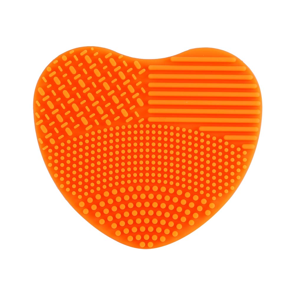 Silicone Makeup Brush Cleaner Mat – Portable Cleaning Tool for Brushes & Sponges – Efficient Makeup Brush Scrubber in Orange – Compact & Ergonomic Design