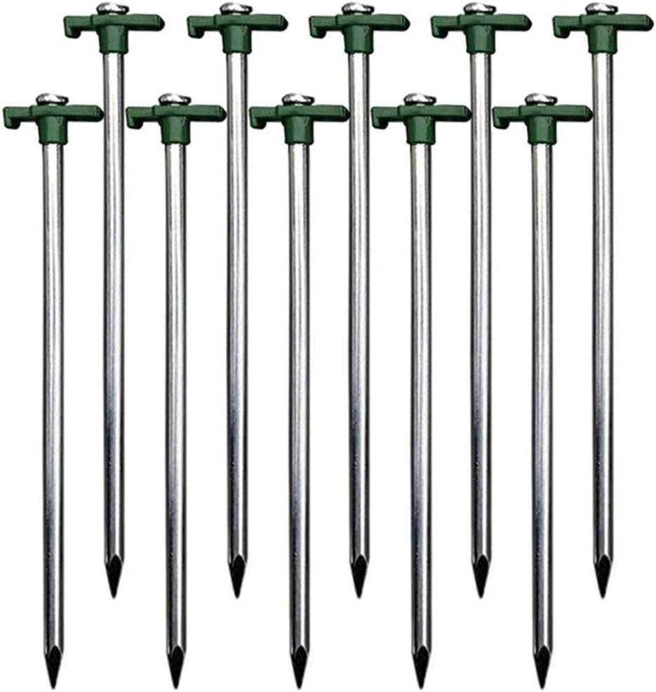 MDINC Tent Stakes Camping Stakes Galvanized Non-Rust Trampolines Stakes for Pop Up Canopy, Camping Tent, Trampolines, Hiking, 10pc-Pack, 7 * 250mm