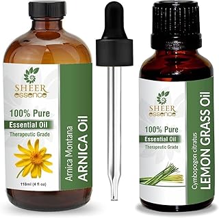 Combo Arnica Oil Essential Oil (4 Fl Oz) and Lemon Grass Oil Essential Oil (0.5 Fl Oz) Oz