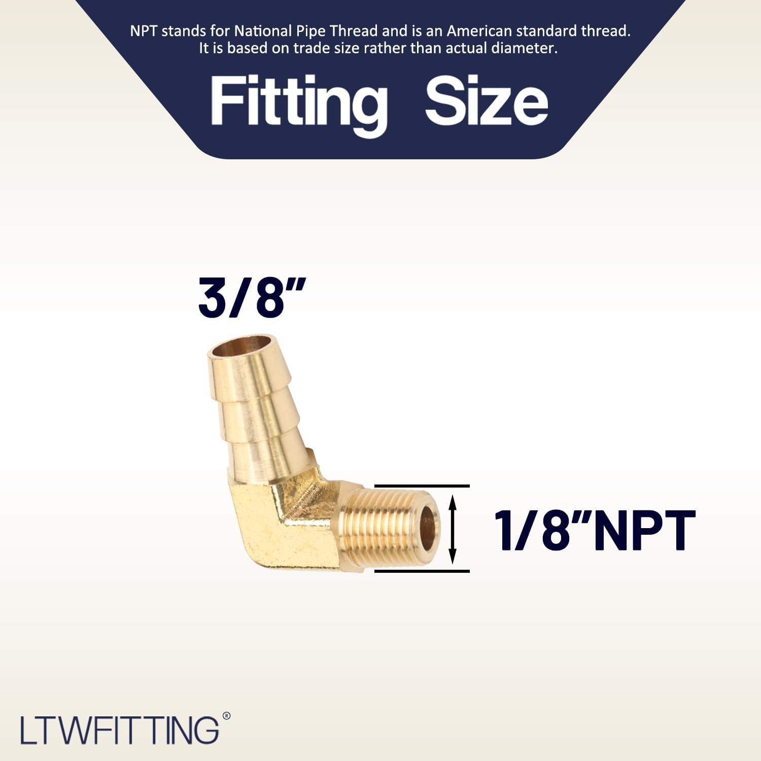 LTWFITTING 90 Degree Elbow Brass Barb Fitting 3/8 ID Hose x 1/8-Inch Male NPT Vehicle Fuel System Heater System (Pack of 300)