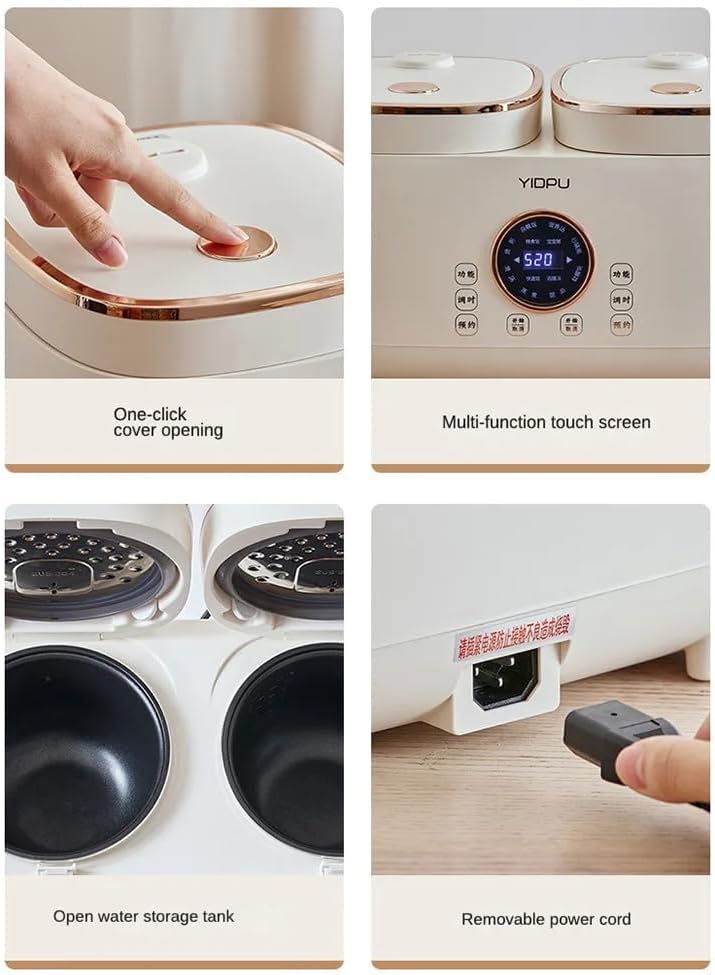 Comparison chart showing advantages of the Kioxiuin Dual Inner Multi-Function Electric Rice Cooker over traditional and pressure rice cookers.