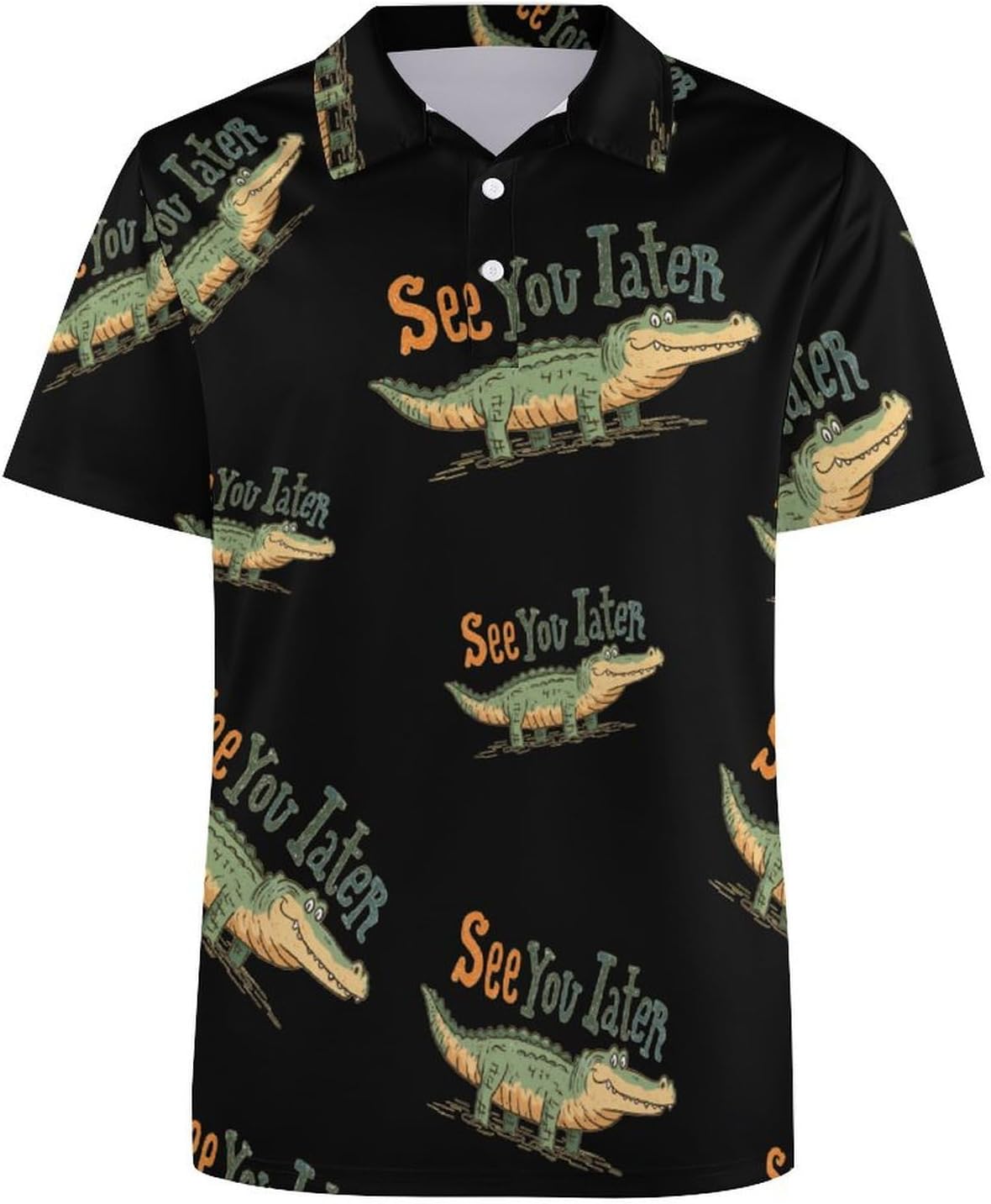 See You Later Alligator Men's Polo Golf Shirts Collared T-Shirt | short sleeve,three button,quick dry,machine washable,summer tee top