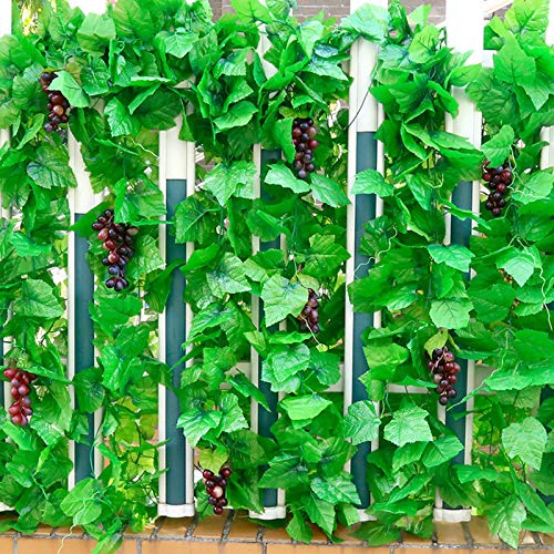Askinds 5Pcs Artificial Grapes Vines Leaves Hanging Grapes Rattan Leaves Fruit Grapevines Rattan Artificial Greenery Garland For Home Garden Wedding Party Decoration #TOP4