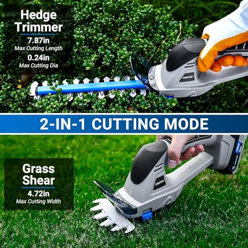Hedge Trimmer Cordless: DEKOPRO 20V Grass Trimmer,2 in 1 Handheld Electric Bush Trimmer with 2000mAh Battery & Charger,22.8cm Cutting Length for Yard Maintenance, Lawn Trimming & Garden Pruning - Image 2