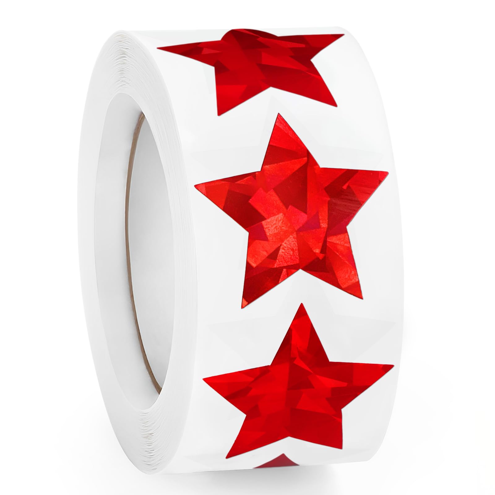 Holographic Red Star Stickers, 1 Inch Self Adhesive Metallic Glitter Foil Stickers, Glitter Star Stickers, Reward Behavior Sticks, Labels for Kids, Students, Teachers, Accessories