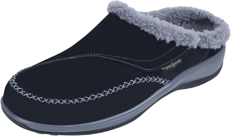 Orthofeet Charlotte Orthopedic Women's Slippers | Hands Free, Adjustable, Slip-On Faux Fur Supportive House Shoes with Arch Support, Comfortable Cushioning, Wide Toe Box