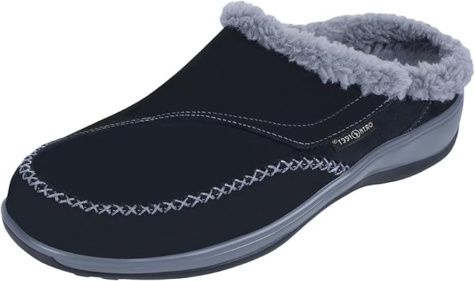 Orthofeet Womens Orthopedic Charlotte Adjustable Faux Fur Lined Slipper