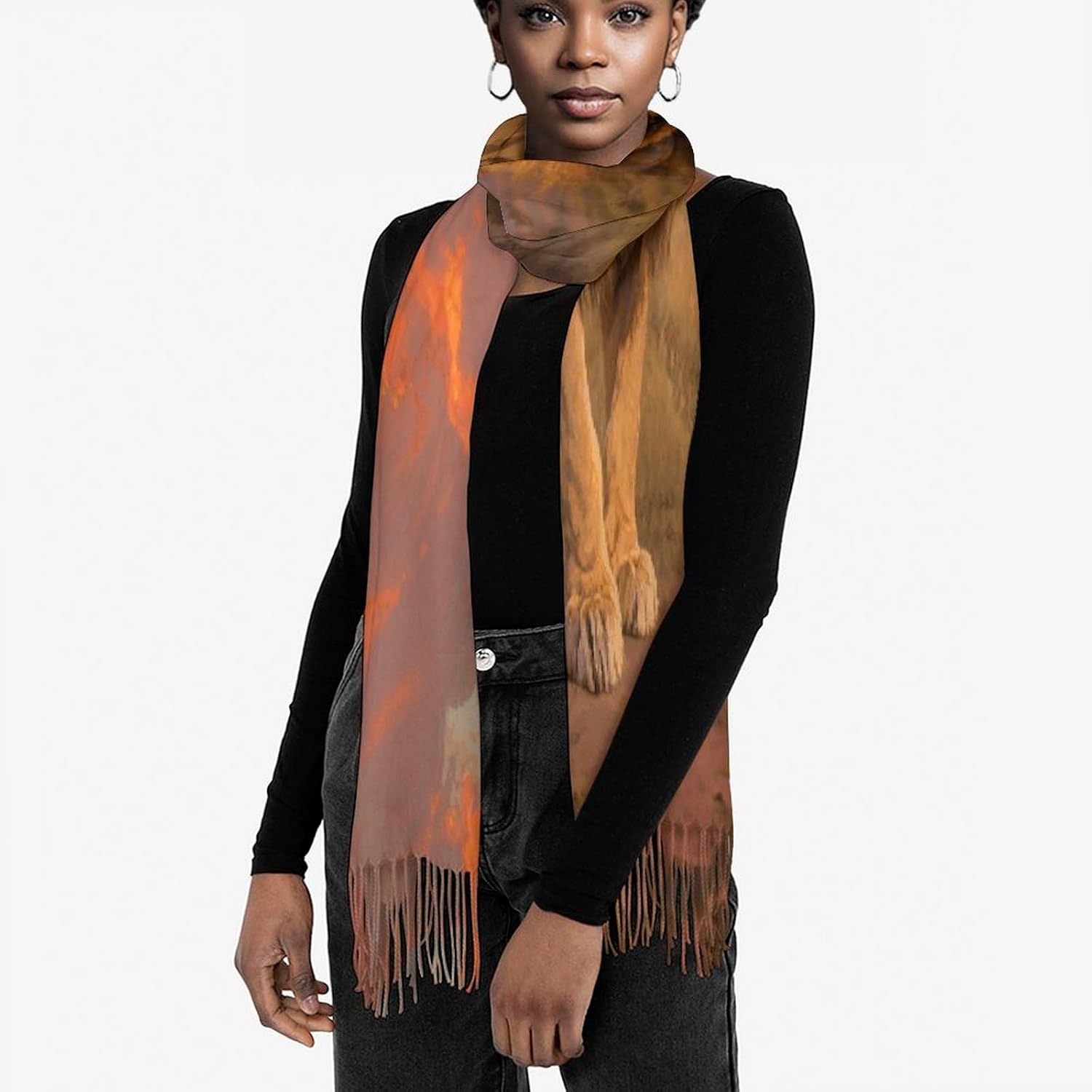 Lion Scarf for Women Men Classic Fashion Blanket Scarves Soft Cashmere Feel Scarf Cold Weather Warm Long Shawl Winter Large Scarves Classic Blanket Scarfs Thick