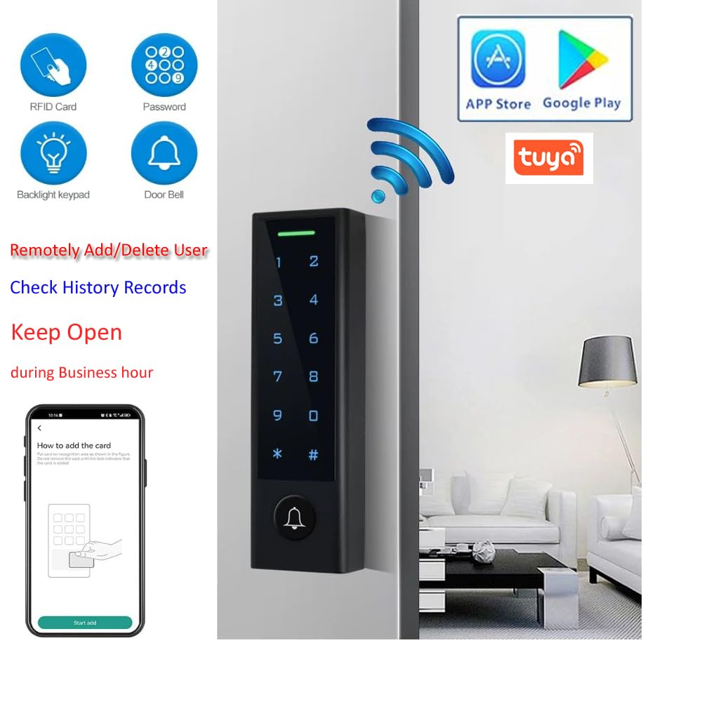 MENGQI-CONTROL Telecomando WiFi Gestire IP66 Watreproof Tastiera Controllo Accessi 600 Lbs Blocco Magnetico Pulsante di Uscita Smart Phone App Remote AGGIUNGI/Elimina Utente