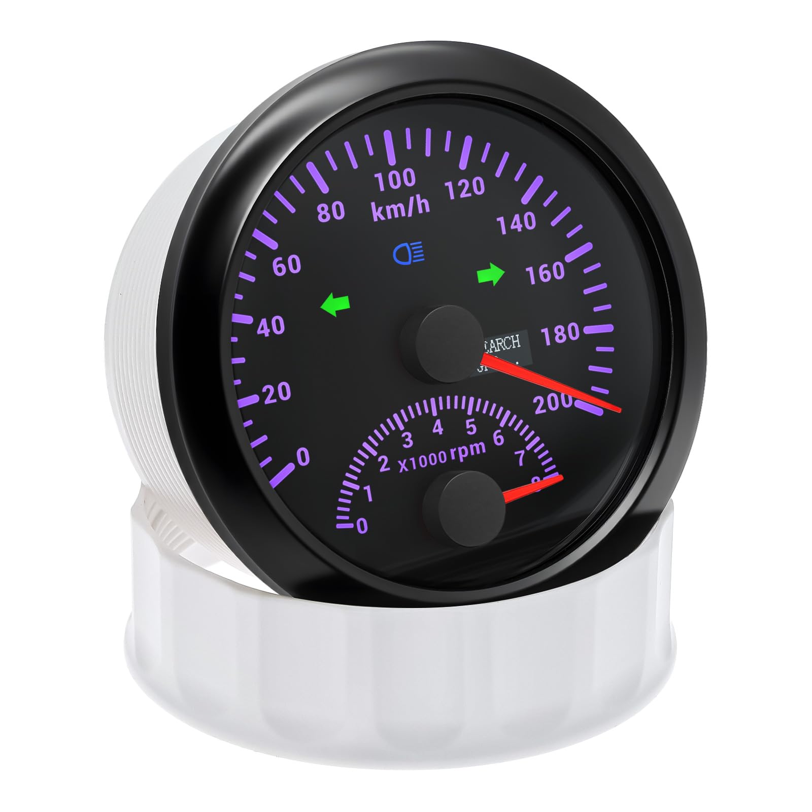 85mm GPS Geschwindigkeitsmesser 0-200 km/h mit Drehzahlmesser 8000RPM, 7 Farben LED Display für Auto, Boot, Truck