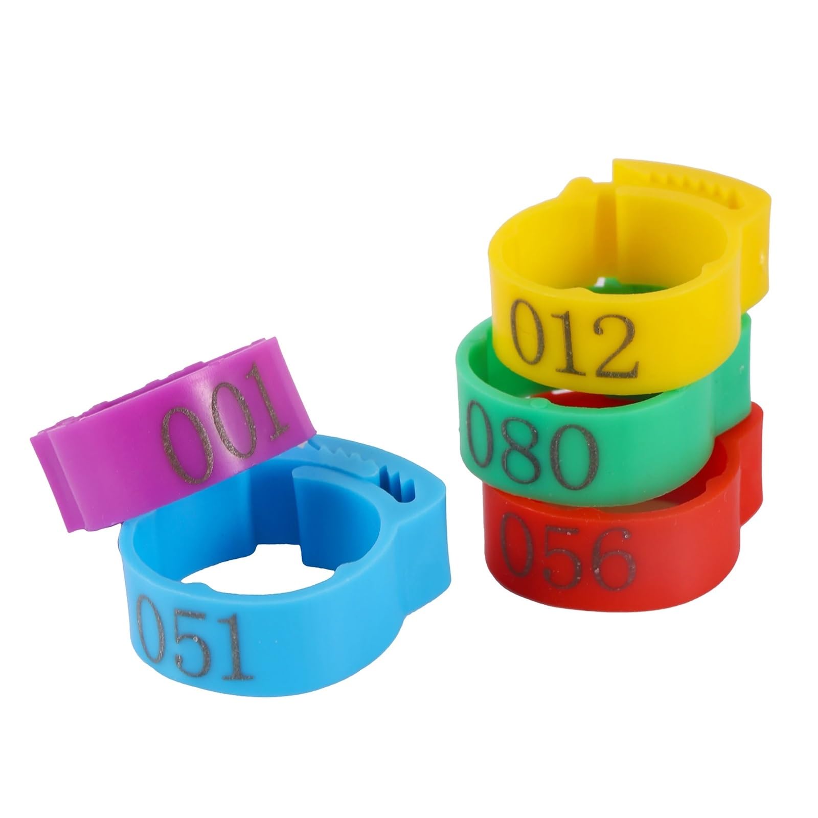 Bague Poule Lot de 100 anneaux for pattes de poulet, taille réglable, étiquette numérique, 6 couleurs, en plastique, for poussins, canards, oies, équipement agricole(Yellow)
