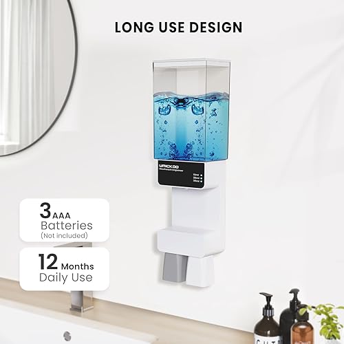 Vista 8 de Dispensador automático de enjuague bucal para baño, 23.67 onzas, dispensador de enjuague bucal montado en la pared con tazas magnéticas, perfecto