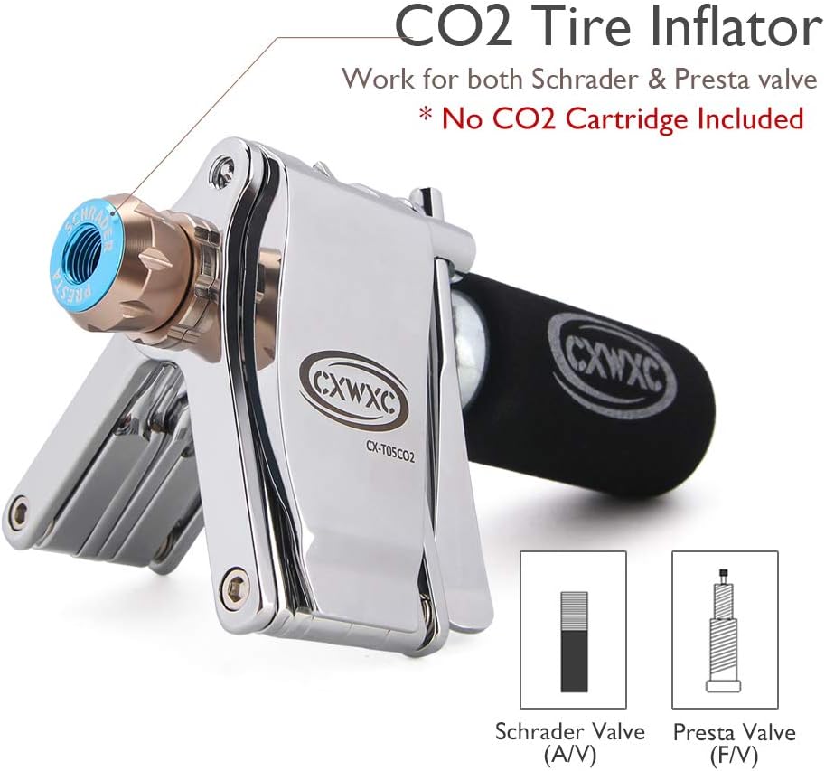 Bike Tool Mini 16 in 1 Multi-Tool - Chain Tool/Torx/Hex/Screwdriver Bicycle Multitool Kit - Cycling Mechanic Repair Tools with CO2 Inflator For Road and Mountain Bikes