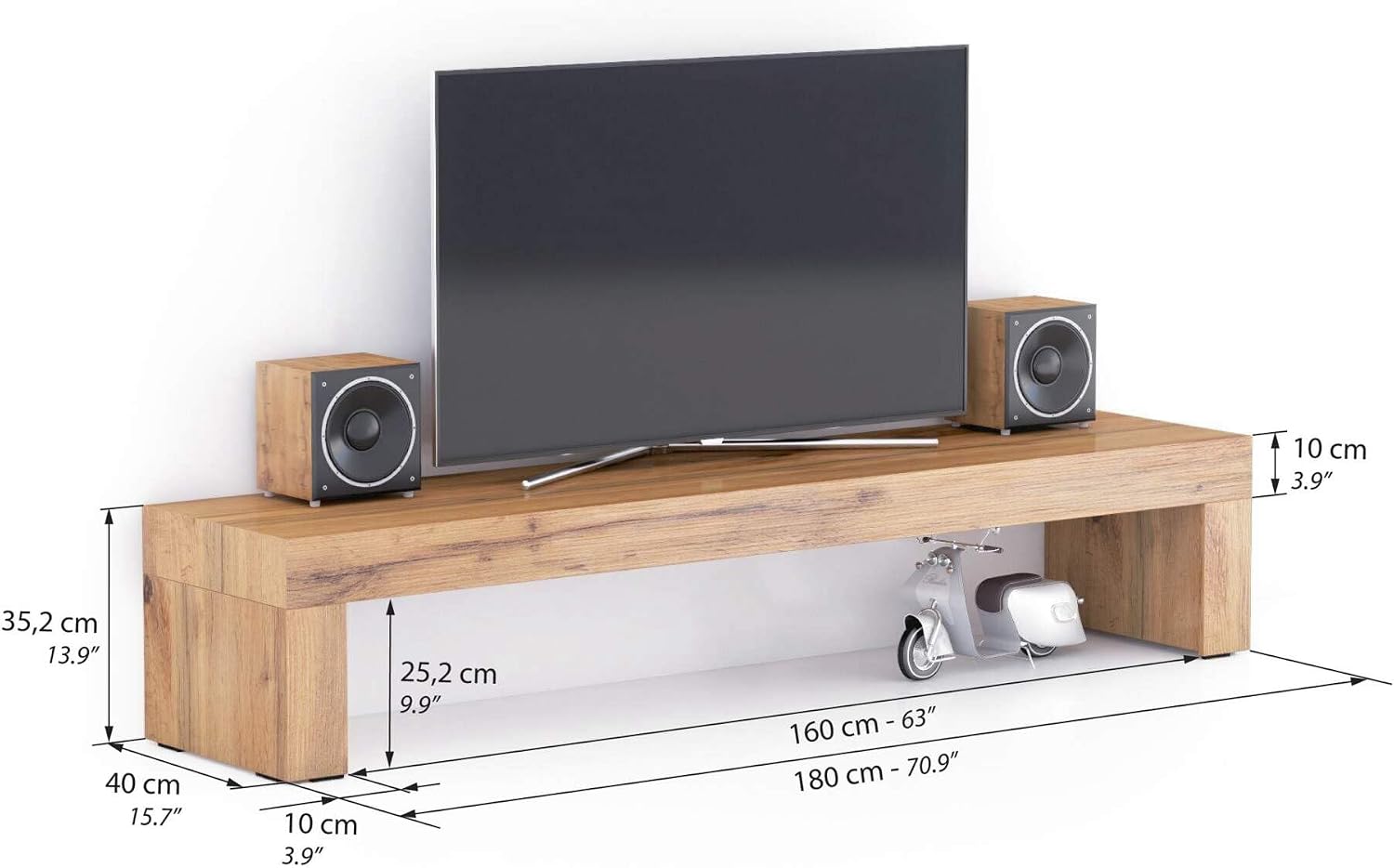 Mobili Fiver, Evolution TV Stand 70.8x15.7 in, Rustic Oak, Made in Italy