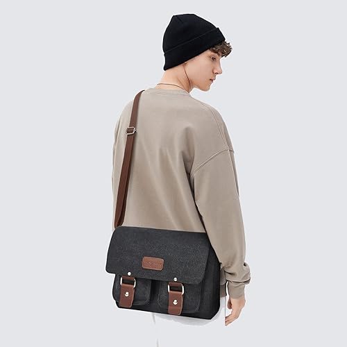 Miniatura 3 de Bolsa de mensajero para hombre, bolso de hombro de lona, bolso cruzado vintage de 13.3 pulgadas para laptop