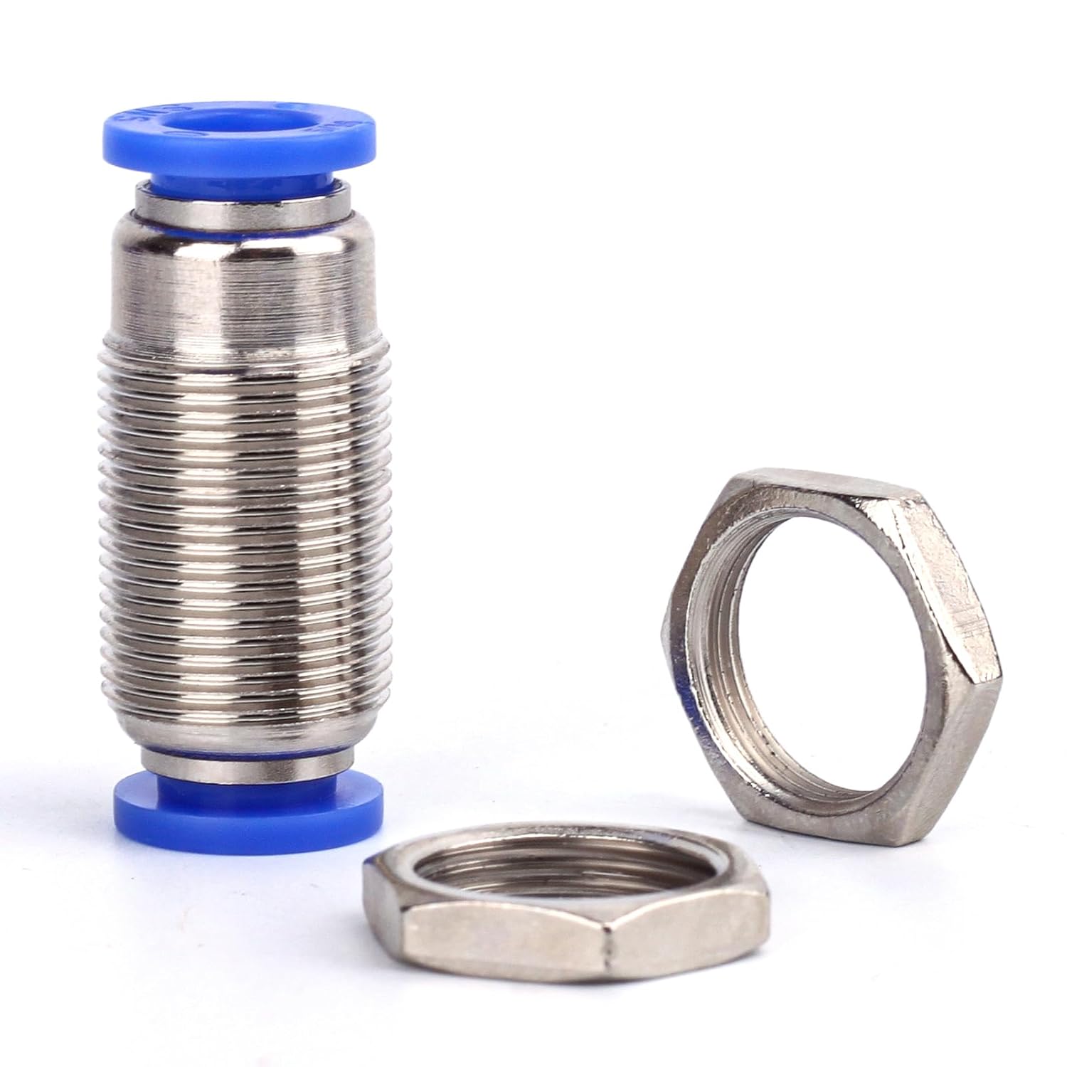 SNS Bulkhead Union 3/8 Tube OD Nickel Plated Brass Push To Connect Fittings 10 PCS Per Pack SPM-3/8