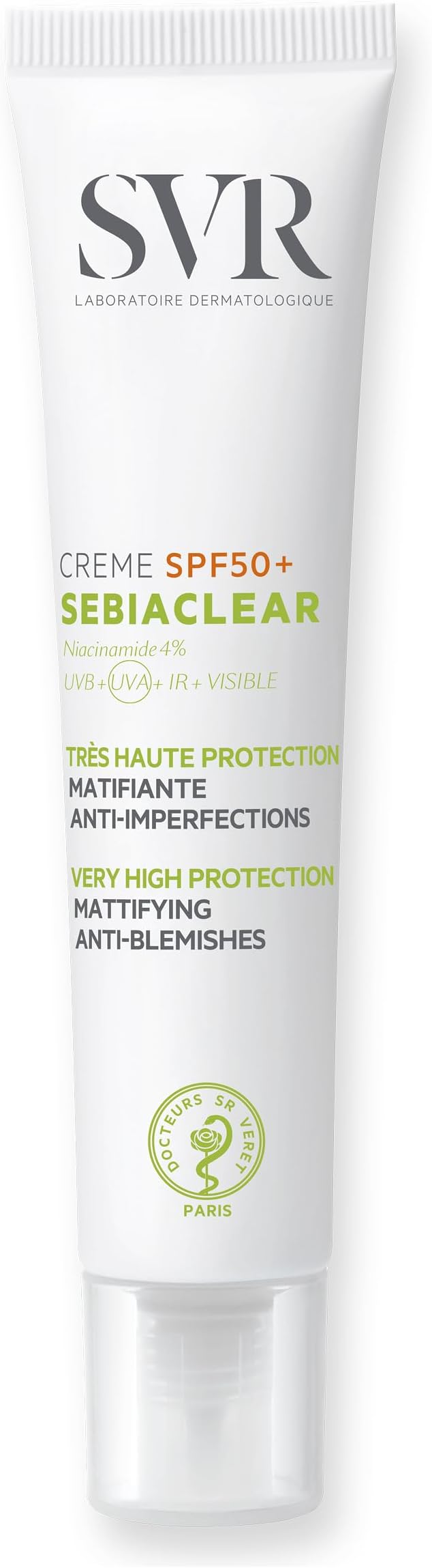 SEBIACLEAR SPF50+ Sun Cream - Mattifying Anti-Blemish Face Sunscreen for Acne-Prone, Oily, Combination Skin with 4% Niacinamide, 40ml
