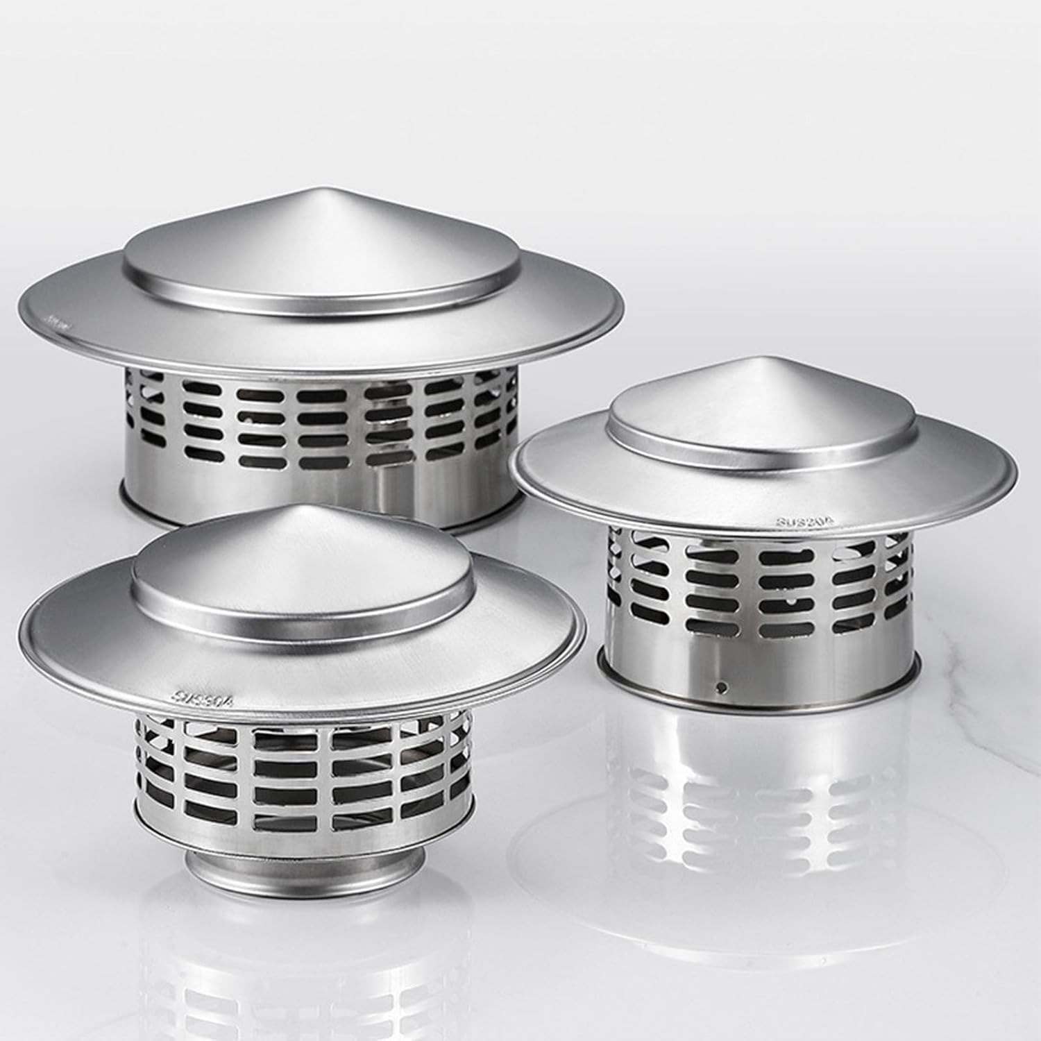 Round Chimney Cap 304 Stainless Steel Roof Rain Cover 2.9" / 4.3" / 6.3" / 7.9" Diameter Roof Cap with Screen for Outside Chimney Flue Cover(7.9")