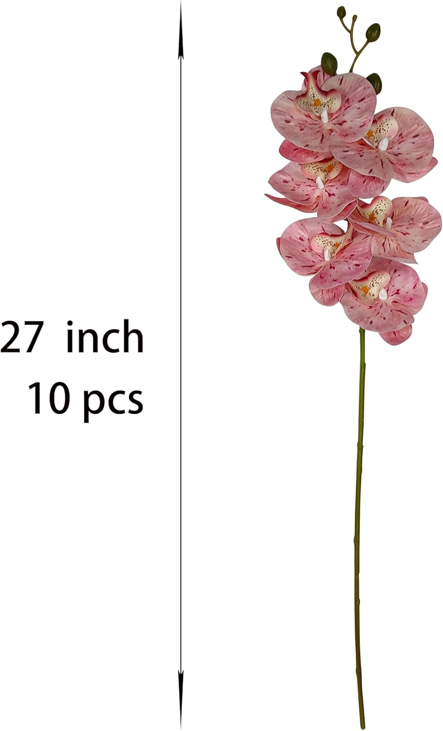 ATFL 10 Pack Tickled Pink Orchid Artificial Flowers Real Touch, 27'' Artificial Fake Faux Silk Orchid Stem Bouquets for Wedding Party Home Garden Decor (excluding the vase)